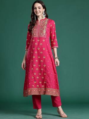 Women Ethnic Motifs Embroidered Regular Thread Work Pure Cotton Kurta with Trousers 5