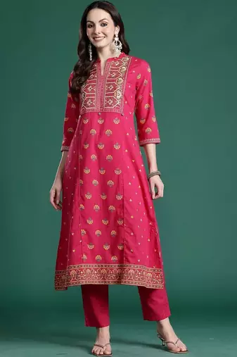 Women Ethnic Motifs Embroidered Regular Thread Work Pure Cotton Kurta with Trousers