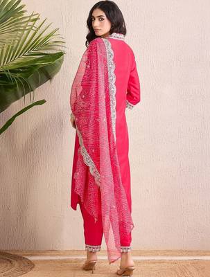 Women Ethnic Motifs Regular Thread Work Kurta with Trousers & With Dupatta 3