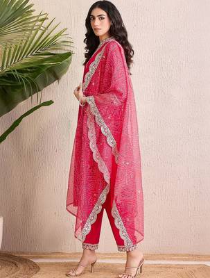 Women Ethnic Motifs Regular Thread Work Kurta with Trousers & With Dupatta 6