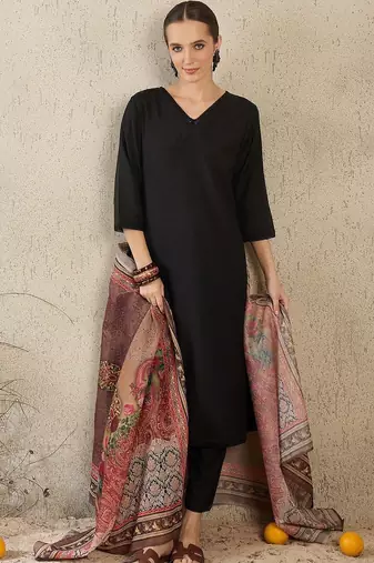 Women Ethnic Motifs Regular Kurta with Trousers & With Dupatta