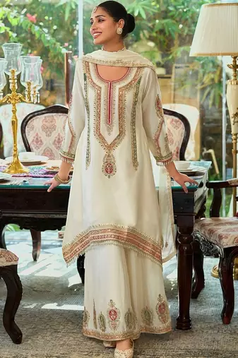 Women Ethnic Motifs Embroidered Regular Mirror Work Kurta with Palazzos & With Dupatta