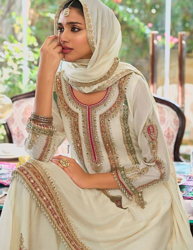 Women Ethnic Motifs Embroidered Regular Mirror Work Kurta with Palazzos & With Dupatta