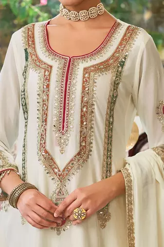 Women Ethnic Motifs Embroidered Regular Mirror Work Kurta with Palazzos & With Dupatta