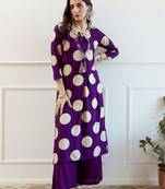 Women Printed Regular Thread Work Kurta with Palazzos