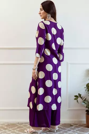 Women Printed Regular Thread Work Kurta with Palazzos