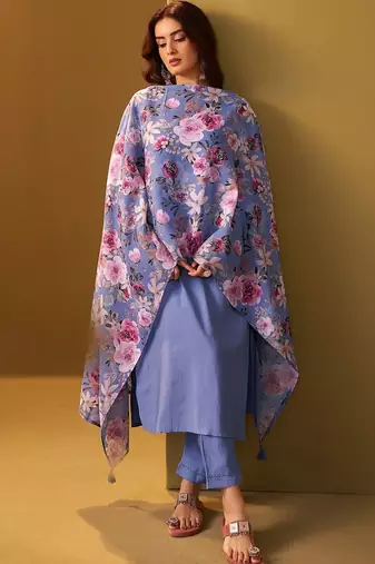 Women Floral Regular Kurta with Trousers & With Dupatta