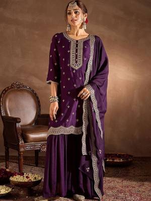 Women Ethnic Motifs Embroidered Regular Kurta with Sharara & With Dupatta 1