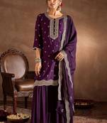 Women Ethnic Motifs Embroidered Regular Kurta with Sharara & With Dupatta