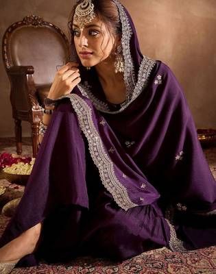 Women Ethnic Motifs Embroidered Regular Kurta with Sharara & With Dupatta 3