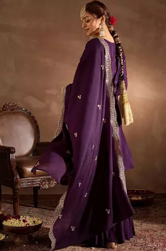 Women Ethnic Motifs Embroidered Regular Kurta with Sharara & With Dupatta