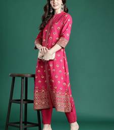 Women Ethnic Motifs Printed Regular Mirror Work Pure Cotton Kurta with Trousers