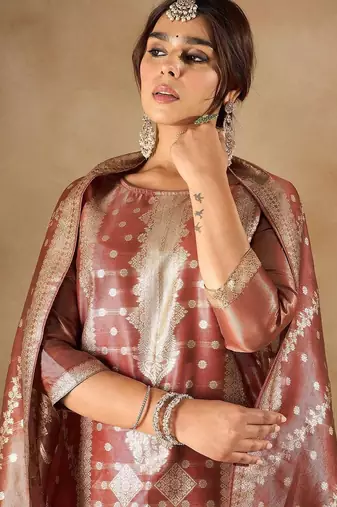 Women Ethnic Motifs Regular Kurta with Trousers & With Dupatta