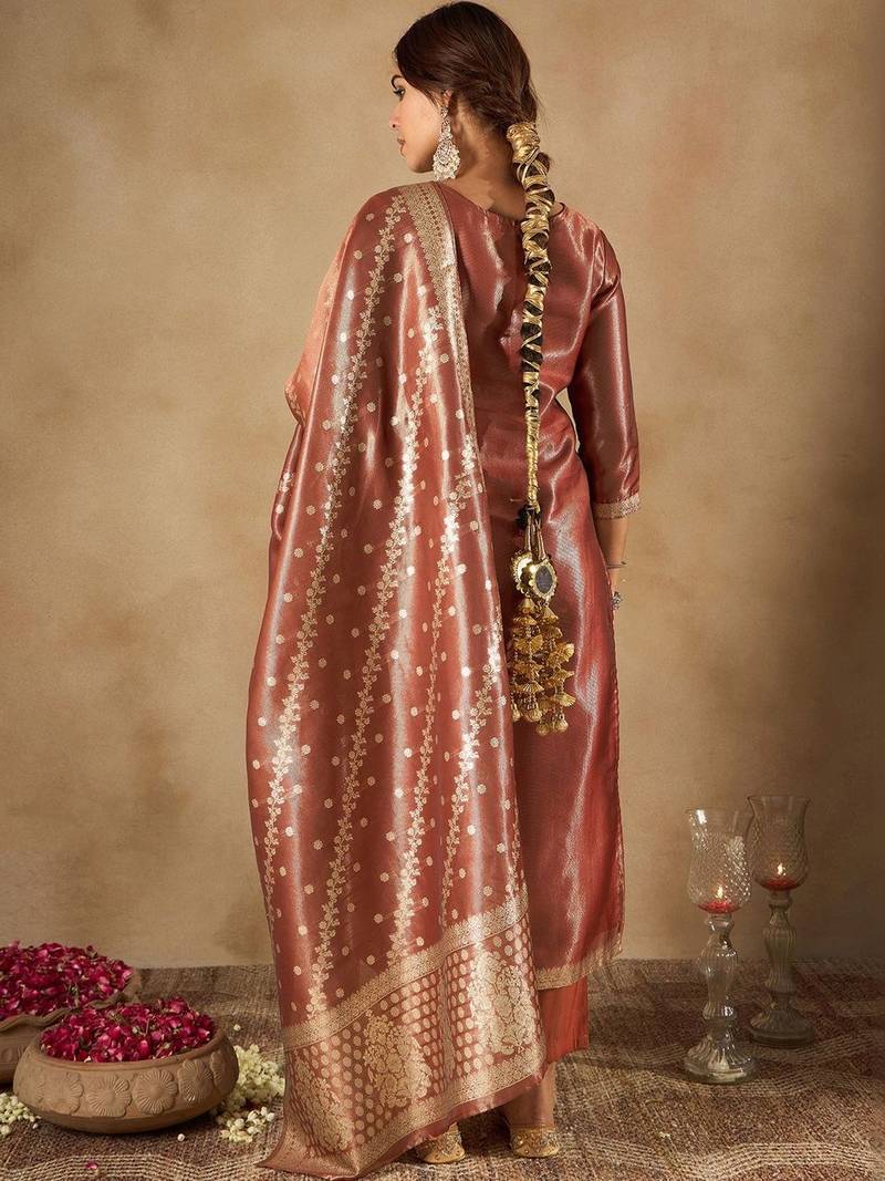Women Ethnic Motifs Regular Kurta with Trousers & With Dupatta
