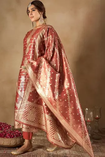 Women Ethnic Motifs Regular Kurta with Trousers & With Dupatta