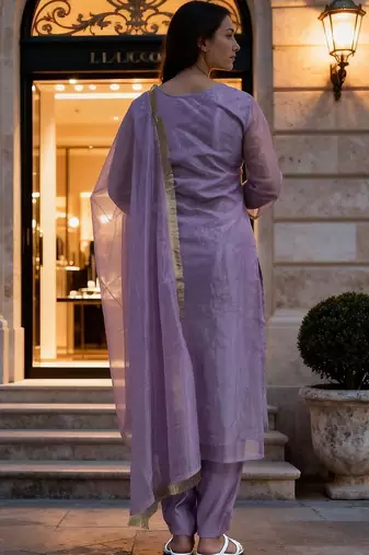 Women Ethnic Motifs Embroidered Regular Sequinned Kurta with Trousers & With Dupatta