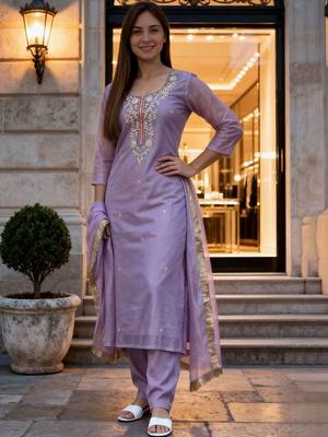 Women Ethnic Motifs Embroidered Regular Sequinned Kurta with Trousers & With Dupatta 3