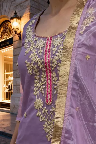 Women Ethnic Motifs Embroidered Regular Sequinned Kurta with Trousers & With Dupatta