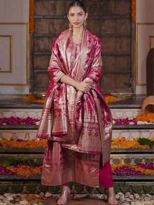Women Ethnic Motifs Regular Kurta with Trousers & With Dupatta 1