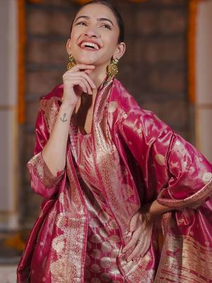 Women Ethnic Motifs Regular Kurta with Trousers & With Dupatta 3