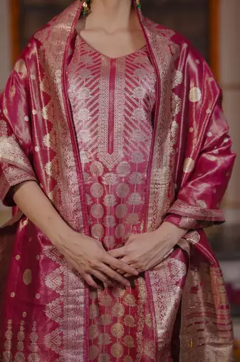 Women Ethnic Motifs Regular Kurta with Trousers & With Dupatta