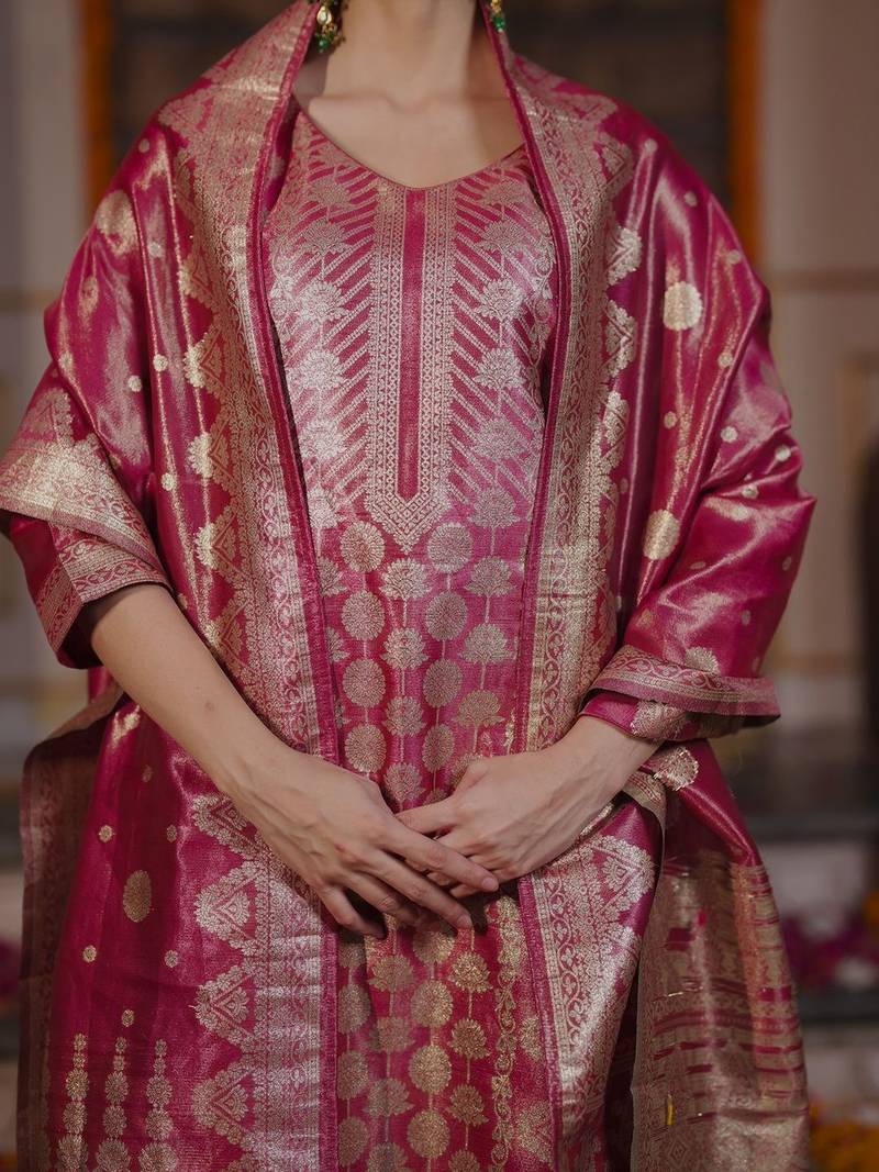 Women Ethnic Motifs Regular Kurta with Trousers & With Dupatta