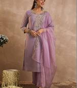 Women Paisley Embroidered Regular Liva Kurta with Trousers & With Dupatta