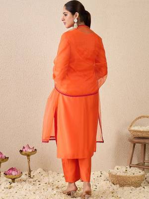 Women Ethnic Motifs Embroidered Regular Mirror Work Liva Kurta with Trousers & With Dupatta 7