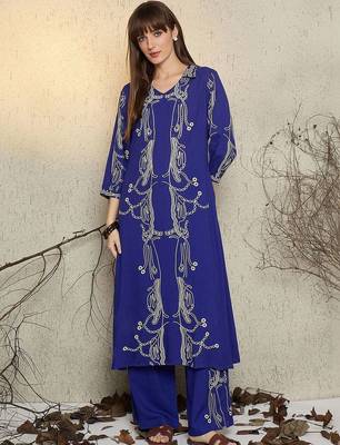 Women Printed Regular Beads and Stones Kurta with Palazzos 6