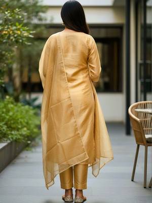Women Ethnic Motifs Embroidered Regular Sequinned Kurta with Trousers & With Dupatta 4