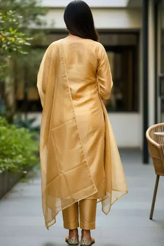 Women Ethnic Motifs Embroidered Regular Sequinned Kurta with Trousers & With Dupatta