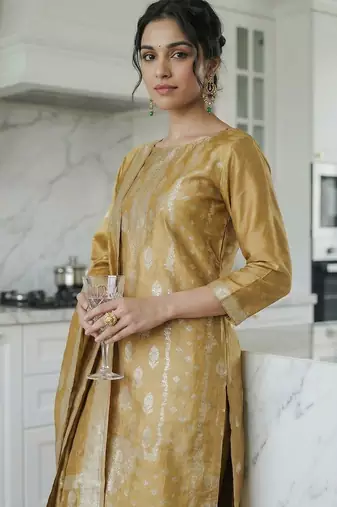 Women Regular Kurta with Trousers & With Dupatta