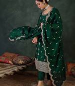 Women Ethnic Motifs Embroidered Regular Sequinned Kurta with Trousers & With Dupatta