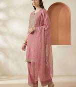 Women Ethnic Motifs Embroidered Regular Kurta with Palazzos & With Dupatta