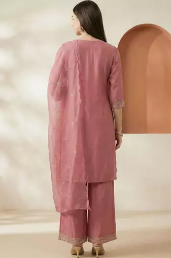 Women Ethnic Motifs Embroidered Regular Kurta with Palazzos & With Dupatta
