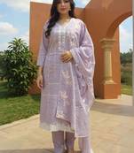 Women Floral Embroidered Regular Sequinned Pure Cotton Kurta with Trousers & With Dupatta