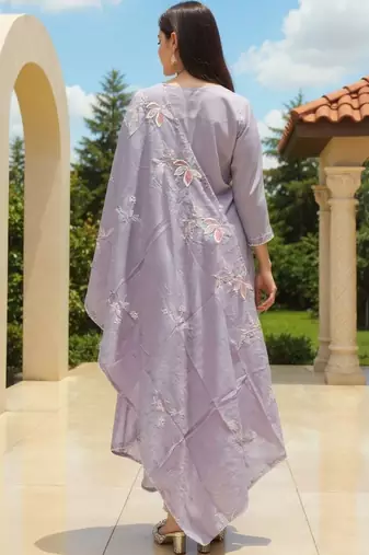 Women Floral Embroidered Regular Sequinned Pure Cotton Kurta with Trousers & With Dupatta