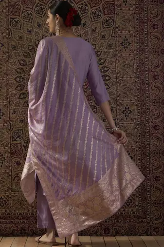 Women Ethnic Motifs Embroidered Regular Sequinned Kurta with Trousers & With Dupatta