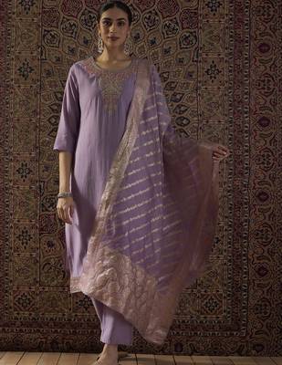 Women Ethnic Motifs Embroidered Regular Sequinned Kurta with Trousers & With Dupatta 6