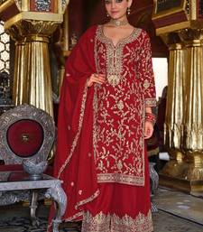 Women Floral Embroidered Regular Sequinned Kurta with Palazzos & With Dupatta