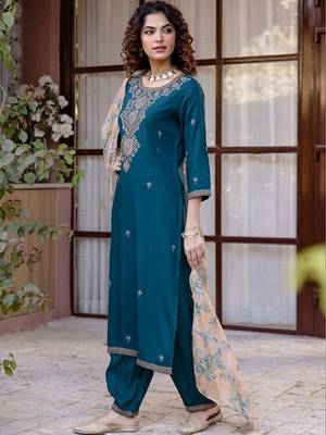 Women Ethnic Motifs Embroidered Regular Kurta with Salwar & With Dupatta 1