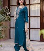 Women Ethnic Motifs Embroidered Regular Kurta with Salwar & With Dupatta