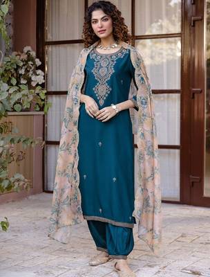 Women Ethnic Motifs Embroidered Regular Kurta with Salwar & With Dupatta 5