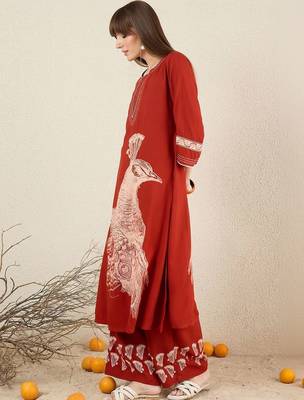 Women Printed Regular Thread Work Kurta with Palazzos 3