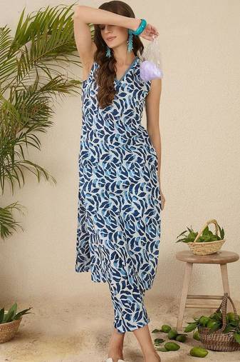 Women Printed Regular Pure Cotton Kurta with Trousers