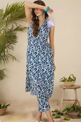 Women Printed Regular Pure Cotton Kurta with Trousers