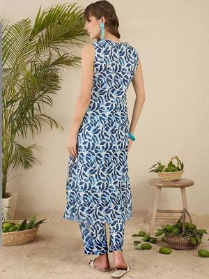 Women Printed Regular Pure Cotton Kurta with Trousers 4