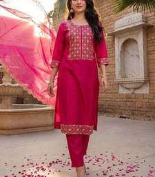 Women Ethnic Motifs Embroidered Regular Thread Work Kurta with Trousers & With Dupatta