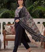Women Ethnic Motifs Printed Regular Thread Work Kurta with Trousers & With Dupatta