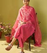 Women Ethnic Motifs Embroidered Regular Thread Work Kurta with Trousers & With Dupatta